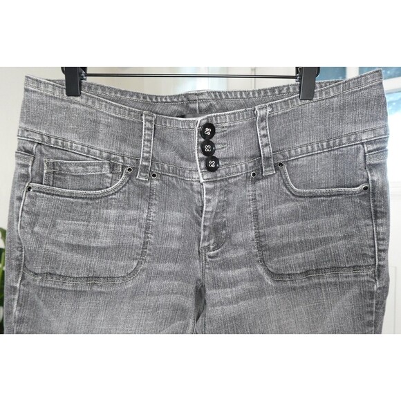 Noir Women's Retro Style Faded Wide Leg Wide Bottom Hem 5-Pocket Jeans Size 12 - Picture 2 of 10